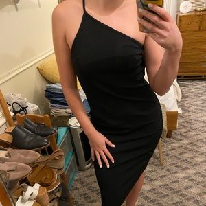 Black asymmetric midi dress- Zara